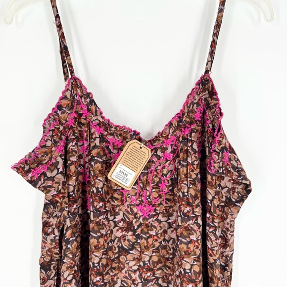 NWT Natural Life Harley Embroidered Floral Midi Sundress Brown/Fuchsia Size M - Picture 8 of 16